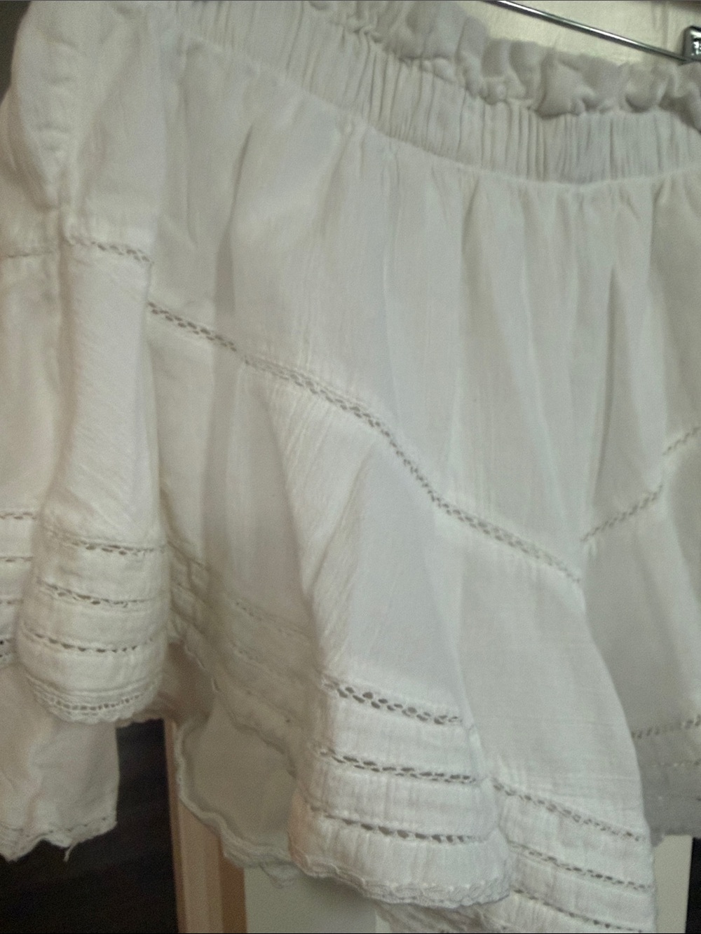 Aerie Bright White Skort ruffled tiered high rise preppy eyelet skirt shorts S - Picture 6 of 8